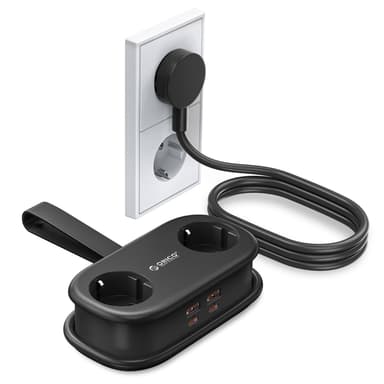 ORICO 65W GAN Enchufe Múltiple de Viaje con USB-C, 6-en-1 Regleta de Carga Rápida con 4 USB, Regleta con Cable de 1.6m Retráctil para MacBoo - Amazon