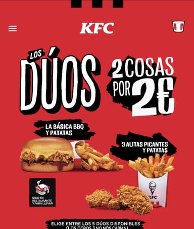 Los dúos 2 cosas por 2€ - KFC
