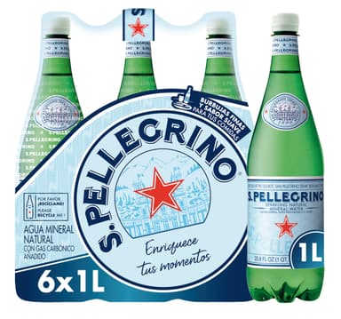 6 Litros San Pellegrino Agua con Gas, 6 x 1L- (compra recurrente 4,52) - Amazon