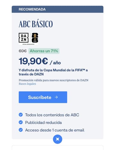 DAZN PREMIUM 3 MESES (incluido el Mundial) al subscribirte al ABC - DAZN