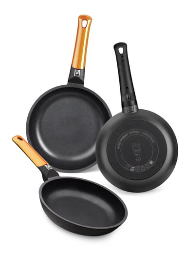 BRA Efficient Orange | Set 3 Sartenes 18-22-26 cm Antiadherente y 100% Libre de PFOA, para Todo Tipo de Cocinas, Aptas para Lavavajillas - Amazon