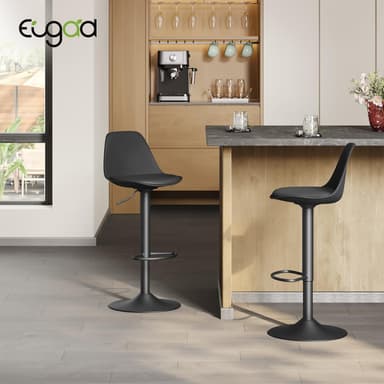 Juego de 2X Taburete de Bar Giratorio, con Altura Ajustable Entre 60,5 y 82 cm, Estructura Metal, con Respaldo y Reposapies - Amazon