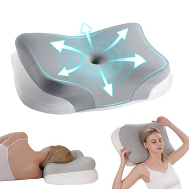 Almohada Cervical Ergonómica Memory Foam, Gris, 60x37x12 cm - Amazon