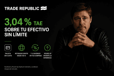 Trade Republic: 3,04 % TAE sin límite, tarjeta gratis, Bizum y 1 % Saveback - Trade Republic