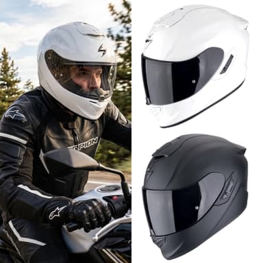 Casco de moto SCORPION EXO 1400 EVO II Air | FIBRA | ECE22.06 | DD | Con PinLock | Blanco XL y 2 XL / Negro M y Xl - MotoFusion