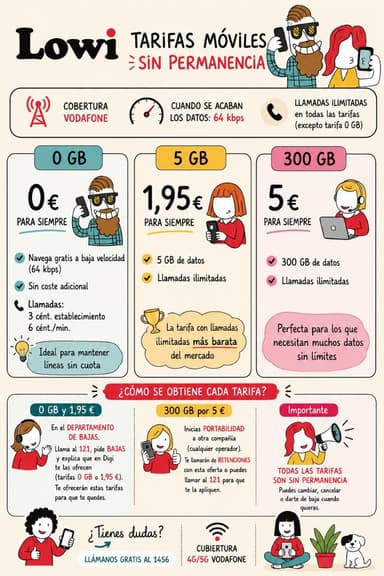 Tarifas móviles sin permanencia (clientes Lowi) - Lowi