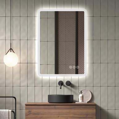 Espejo Baño con Luz 50x70cm, Espejos de Baño con LED con Antivaho, Regulable, 3 Colores Luz, Función Memoria. Más medidas en descripción - Amazon