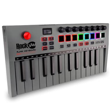 Teclado RockJam Go Controlador MIDI Bluetooth 25 teclas, 8 Pads y 8 Perillas por 24,01€ - Amazon