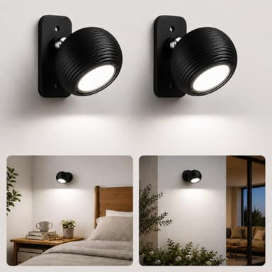 2 X Aplique de Pared LED Recargable Sin Cable AURI CX02 | Aplique táctil regulable, magnético, giratorio 360 grados, sin cable - Amazon