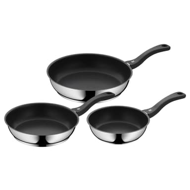 WMF Devil - Juego de 3 Sartenes Antiadherentes 20-24-28 cm, Sartén de Acero Inoxidable y Revestimiento Antiadherente Todo Tipo de Cocinas - Amazon