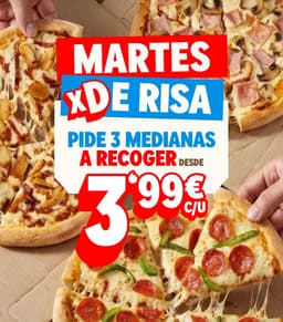 Domino's Pizza: 3 Medianas a 3'99€/u [Solo desde App. A Recoger. Todos los martes]