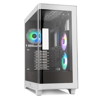 Caja PC Nox Hummer Ether (semitorre gaming ATX, cristal templado curvo panorámico, puerto USB-C, diseño bicolor blanco y negro, espaciosa) - PcComponentes