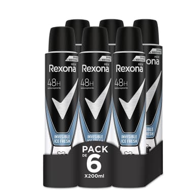 6 X 200ml. Rexona Invisible Desodorante Aerosol Antitranspirante para hombre Ice - Amazon