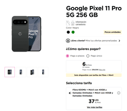 Google Pixel 11 Pro 5G 256 GB (1 Año de Permanencia Fibra+Movil)