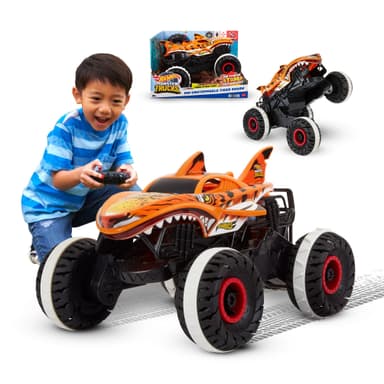 Hot Wheels Monster Trucks Coche Teledirigido, Coche de Juguete Radio Control teledirigido Tiger Shark Unstoppable. Vehículo todoterreno - Amazon