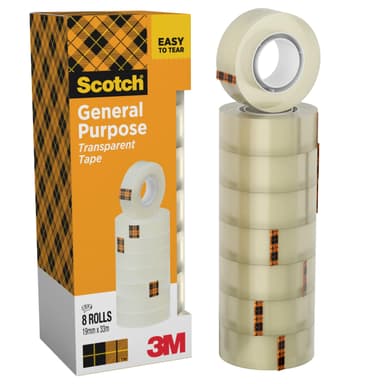 Scotch Cinta Adhesiva Transparente (Pack 8 Rollos) | Uso General para Hogar, Oficina y Colegio | Resistente y Fácil de Usar - Amazon