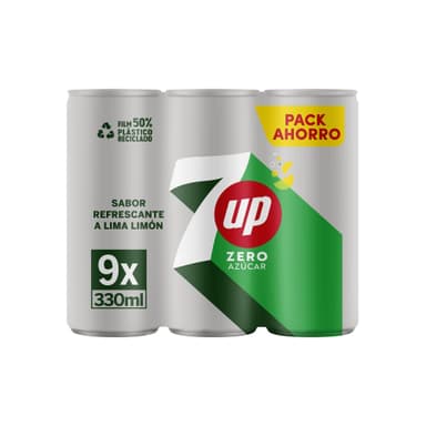 9 LATAS 7 UP Refresco cero de lima y limón, sin azúcares y sin calorías, pack de 9 latas de 330 ml, 2.97 litros en total - Amazon