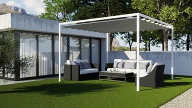 Pérgola de aluminio con cubierta NATERIAL Palillería Niza de 400 x 300 cm blanco - Leroy Merlin