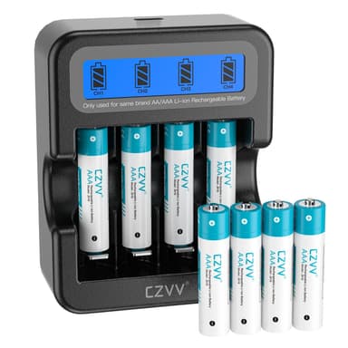 Pilas Recargables AAA Litio 1,5V - LCD Cargador de Pila AA AAA con 8 Unidades - Amazon