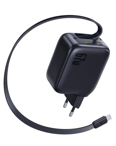 Baseus Enercore cargador USB C de 67W GaN con cable retráctil - Amazon