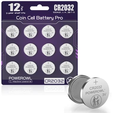 POWEROWL CR2032 Pilas de Botón de Litio 3V, Paquete de 12, Pilas 2032 de Larga Duración - Amazon