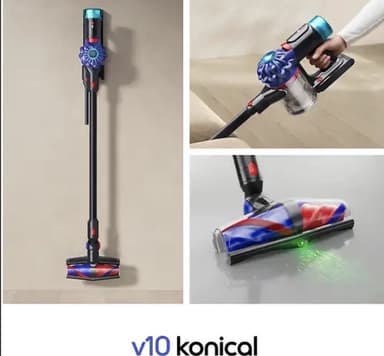 Aspirador Escoba Dyson V10 Konical (150 AW succión, 60 min autonomía, motor digital V10, sistema antienredos, accesorios, negro - MediaMarkt