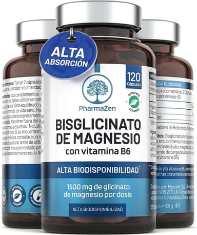 Bisglicinato de Magnesio 1500 mg con vitamina B6 - Sueño y energía 120 cápsulas veganas - Amazon