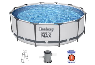 BESTWAY 56418 - Piscina Desmontable Tubular Steel Pro MAX 366 x 100 cm, con Depuradora Cartucho 2.006 L/H y Escalera - Amazon