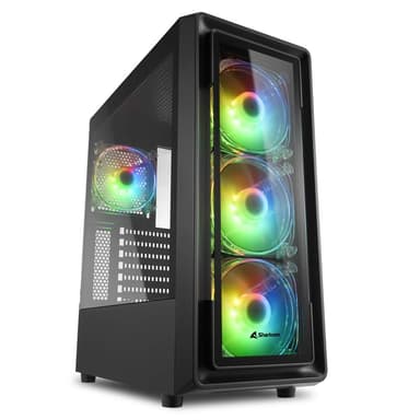 Caja PC Sharkoon TK4 RGB Negro (semitorre ATX, frontal y lateral cristal templado, 4 ventiladores RGB 120mm incluidos, USB 3.0, filtros) - Amazon