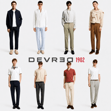 Sélection de Chinos et Pantalons Devred 1902 en promotion - Ex : Chino à pinces vert clair, plusieurs modèles et coloris - Devred