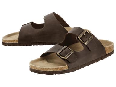 Mules ajustables homme Esmara Men - Semelle anatomique, première de propreté en cuir, noir ou marron, Tailles 41 à 46 - Lidl