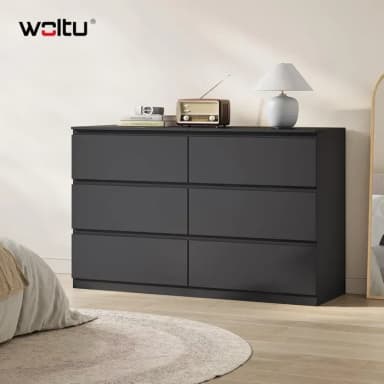 Commode Woltu - 6 Tiroirs, 120x40x75cm, Bois d’Ingénierie (Vendeur Tiers) - BUT