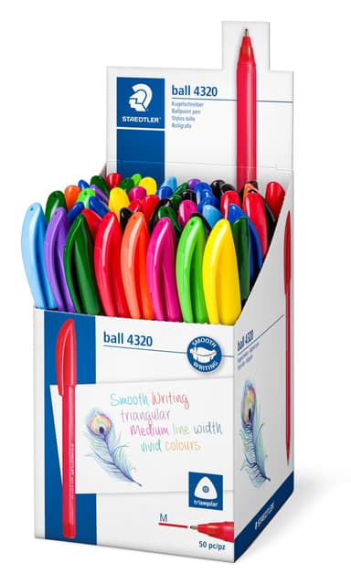 Lot de 50 stylos-bille Staedtler - Ball 4320 M, pointe moyenne 1 mm assortis - Amazon