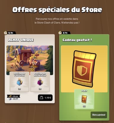 Lot de 5 packs de cartes offerts dans le store Clash of Clans (Dématérialisé) - Supercell