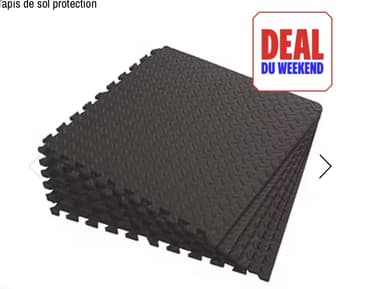 Lot de 6 dalles de sol autobloquantes antidérapantes - Noires, 600 x 600mm - Screwfix