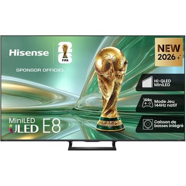 TV 50" Hisense 50E8S 4K MiniLED QLED - 144Hz, HDMI 2.1, Caisson de basses intégré, Dolby Vision IQ, Smart TV - Cdiscount