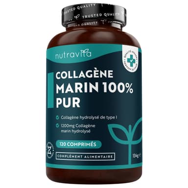 Collagene Marin Nutravita Hydrolysé - 1200 mg, 120 Comprimés - Amazon