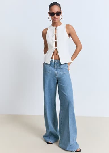Jean wideleg poches taille haute - Bleu clair (du 32 au 46) - Mango Outlet