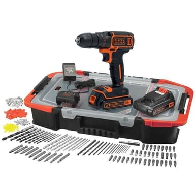 Kit perceuse visseuse sans fil Black+Decker BDCDC18BAST-QW - 18V, 2 batteries, chargeur, 160 accessoires - Cdiscount