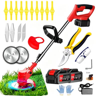 Débroussailleuse électrique sans fil Jinxinzeys - 21V 2.0Ah, Coupe Bordure, 2 Batteries, 3 types de lame + ciseau (via coupon vendeur tiers) - Amazon
