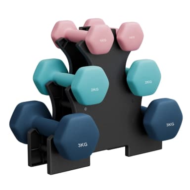 Ensemble d’haltères hexagonaux avec Support Joyfurnos - 1 kg, 2 kg et 3 kg - JoyBuy