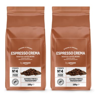 Lot de 2 Paquets de Café en grain by Amazon - Espresso Crema ou Intenso, 1kg (2 x 500g) - Amazon