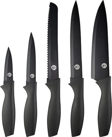 Set de 5 Couteaux de Cuisine MasterChef - Acier Inoxydable, Antiadhésif, Ergonomique, noir - Amazon