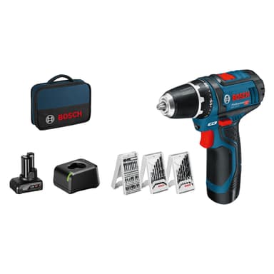 Perceuse-Visseuse Sans-Fil Bosch Professional 12V System GSR 12V-15 - 2 batteries (2Ah et 4Ah), chargeur, set d'accessoires 39 pcs, sacoche - Amazon
