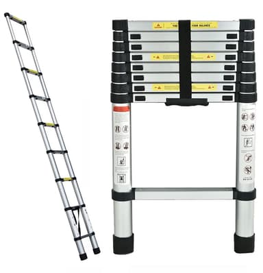 Échelle télescopique de 2,6 m en Métal léger avec mécanisme de Verrouillage et Pieds antidérapants,capacité de 150 kg (vendeur tiers) - Amazon
