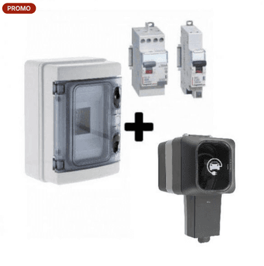 Kit recharge voiture électrique 3,6 kW Easy Charge Protec - Prise IP55, disjoncteur Legrand, coffret étanche IP65 - Bâtir Moins Cher