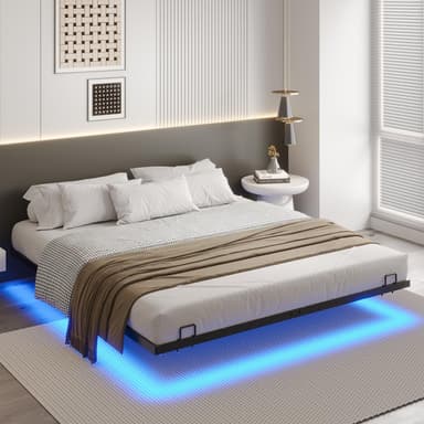 Lit Dictac 160 x 200 cm - Cadre flottant métal, éclairage LED RGB, sommier à lattes métal, contrôle par application (vendeur tiers) - Amazon
