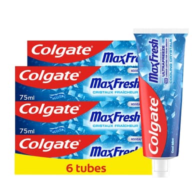 Lot de 6 Tubes de 75ml de Dentifrice Colgate Max Fresh Cristaux Fraîcheur - Amazon