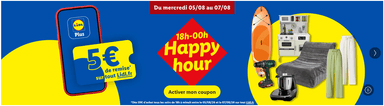 5€ de Réduction dès 59€ d'achats entre 18H00 et minuit - Lidl