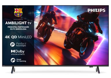 TV 75" Philips 75MLED910 - 2025, QD MiniLED, 4K UHD, VRR 144Hz, Ambilight 3 côtés, HDR 10+, Micro Dimming Premium, FreeSync Premium - Amazon